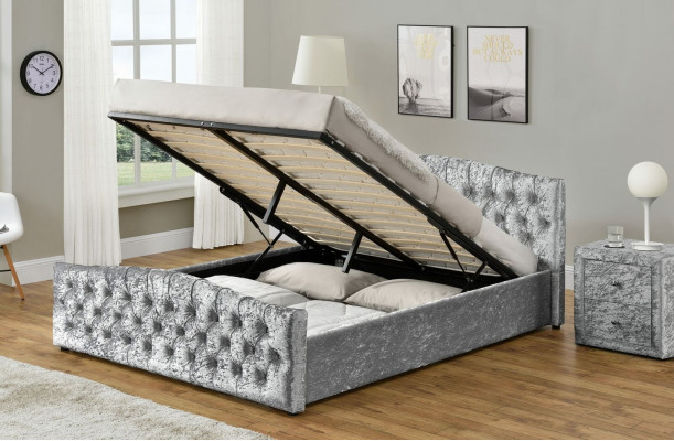 Modernes Graues Chesterfield Luxus Doppelbett Designer Schlafzimmer Betten