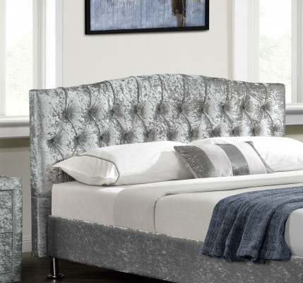 Polster Chesterfield graues Luxus Doppelbett Schlafzimmer Designer Betten