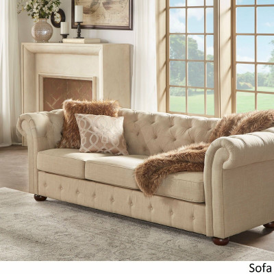 Landhaus Stil Möbel - Chesterfield Sofa Sitz Garnitur 3+2 Set Stoff