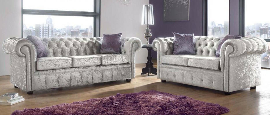 Sofagarnitur Chesterfield 3+2 Sitzers Klassische Barock Rokoko Sofa Textil Leder