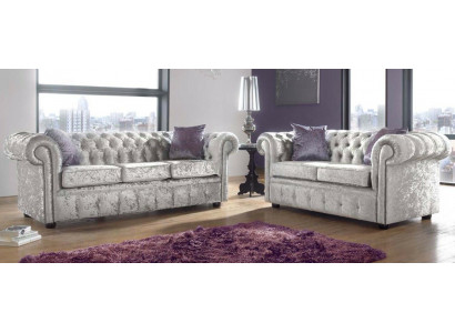 Sofagarnitur Chesterfield 3+2 Sitzers Klassische Barock Rokoko Sofa Textil Leder