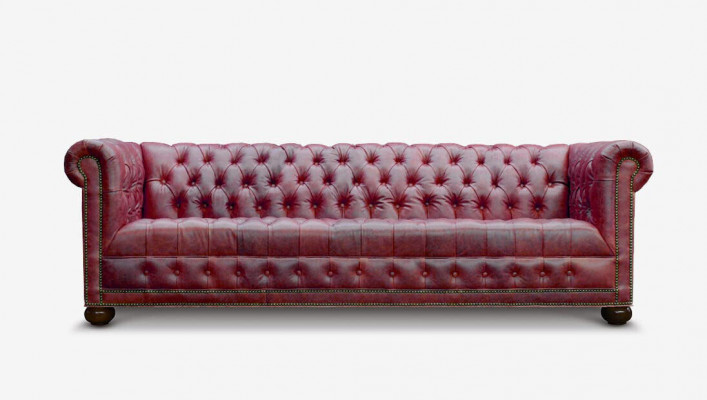 Chesterfield 3 Sitzer Sofa Couch Leder Garnitur Polster Sitz Stoff Gold Sitz Neu