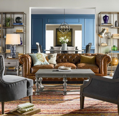 Designer Chesterfield brauner Dreisitzer Luxus 3-Sitzer Couch