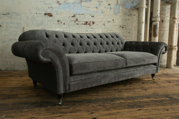Chesterfield Stoffsofa Couch Sofagarnitur 4 Sitzer Garnitur Design Modernes Sofa
