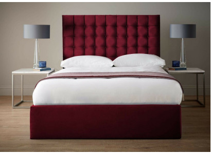 Rotes Luxus Samt Textil Bett Doppel Design Chesterfield 160x200cm Betten Neu