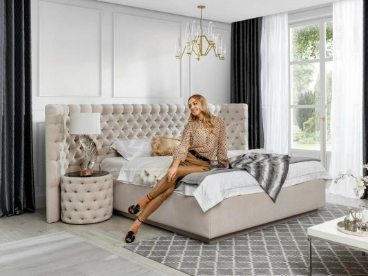 Chesterfield Bett Luxus Schlafzimmer Hotel Deko Polster Betten mit Knöpfen