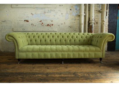 Klassische Chesterfield Sofa 4 Sitzer Sofas Couchen Leder Grün Design Polster