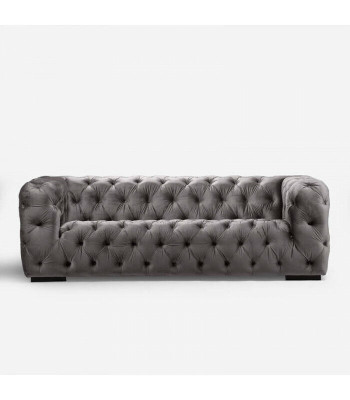 Grauer Chesterfield Dreisitzer Couch Gepolsterter Stil Möbel