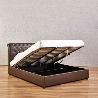 Modernes Braunes Chesterfield Doppelbett Designer Schlafzimmer Bett