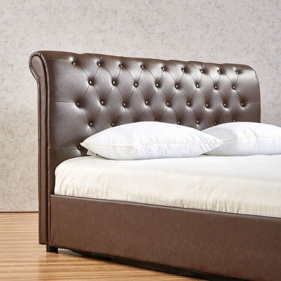 Modernes Braunes Chesterfield Doppelbett Designer Schlafzimmer Bett