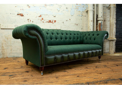Designer Grünes Chesterfield Sofa Luxus 3-Sitzer Wohnzimmer Couch