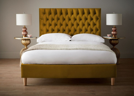 Chesterfield Design Polster Englisches 140/160/180x200 Betten Doppelbett Gelb