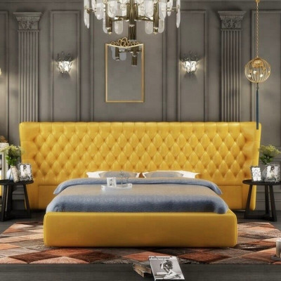 XXL Big Wand Paneel Bett Chesterfield Hotel Luxus Design Betten 200x200cm Neu