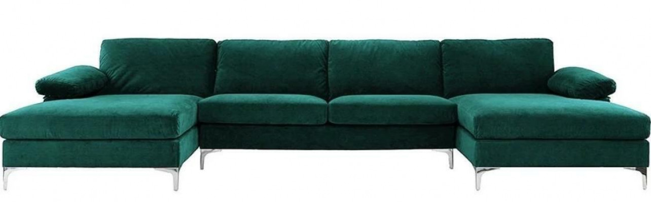 Grünes U-Form Ecksofa Wohnlandschaft Couch Eckgarnitur Design