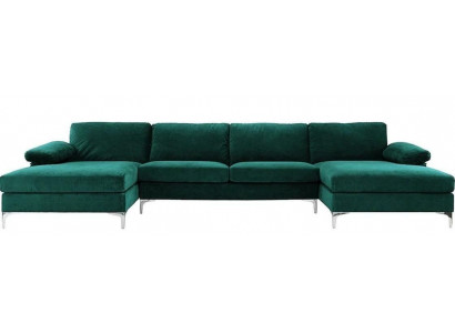 Grünes U-Form Ecksofa Wohnlandschaft Couch Eckgarnitur Design