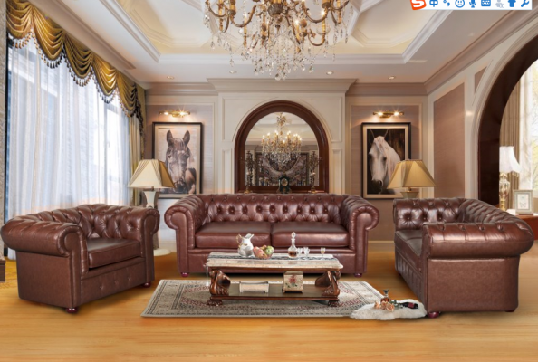 Klassische braune Chesterfield Leder Couch Polster Sitz Garnitur 3 Sitzer
