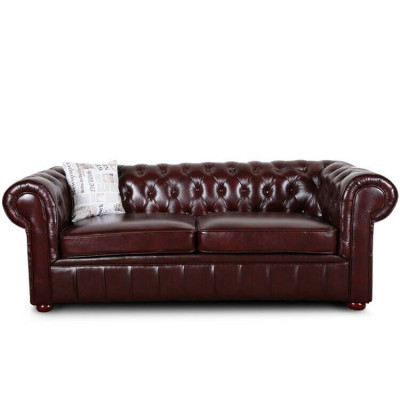 Klassische braune Chesterfield Leder Couch Polster Sitz Garnitur 3 Sitzer