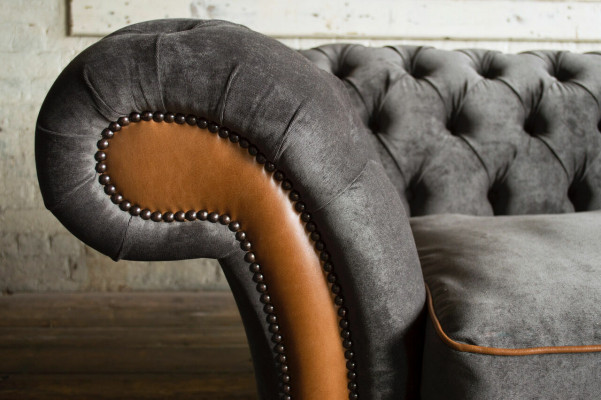 Grau-brauner Chesterfield 3-Sitzer Wohnzimmer Luxus Couch