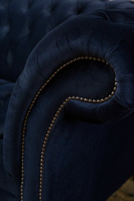 Dunkel-blauer Chesterfield Dreisitzer Moderne Wohnzimmer Luxus Couch