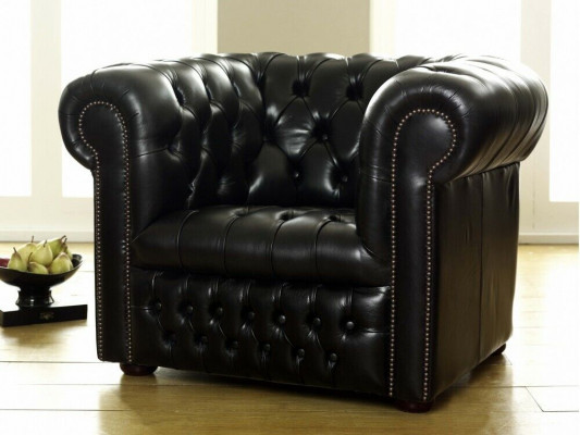 Schwarze Chesterfield Sofa 3+1 Sitzer Designer Couchen Sofagarnitur