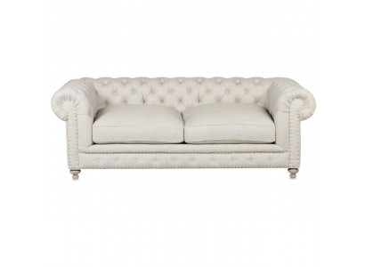 Weißer Polster Chesterfield 3-Sitzer Luxus Wohnzimmer Sofa