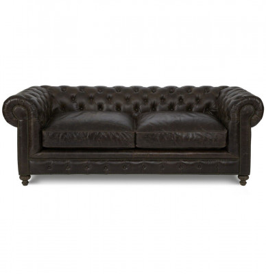 Moderner Schwarzer Chesterfield Dreisitzer Wohnzimmer Luxus Sofa