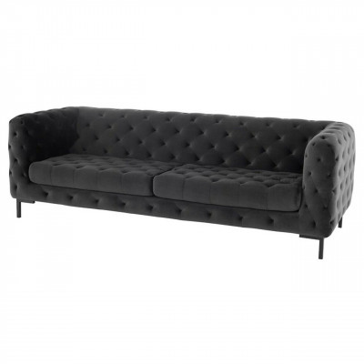 Designer Schwarzer Dreisitzer Chesterfield 3-er Moderne Couch