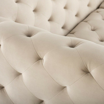 Beiger Designer Chesterfield Dreisitzer Luxus Wohnzimmer Couch