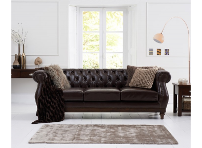 Chesterfield Designer Brauner 3-Sitzer Luxus Wohnzimmer Sofa