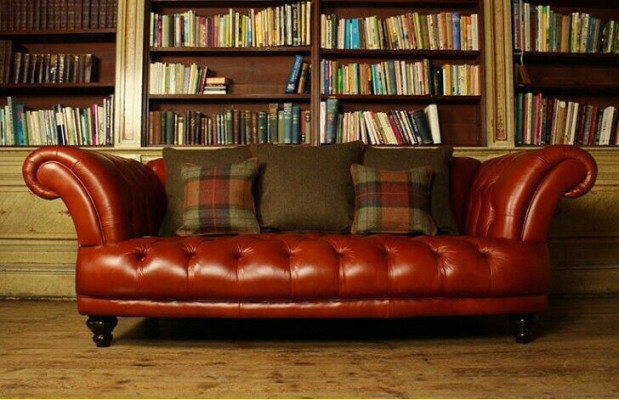 Braune Leder Chesterfield Sofa Couch Polster Stoff couchen Garnitur 3 Sitzer Neu