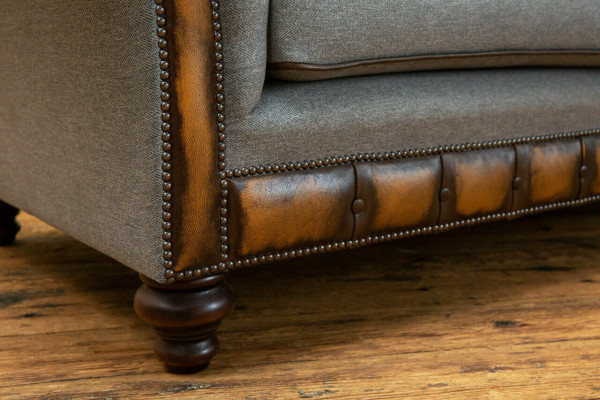 Graue Chesterfield Stoffsofa Couch Couchen Sofa Sitz Sofas Textil Neu Polster