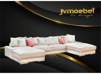 Luxury Textil Modern Desing Ecksofa in U-Form Wohnlandschaft Polsterecke Neu