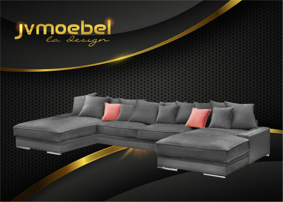 Luxury Textil Modern Desing Ecksofa in U-Form Wohnlandschaft Polsterecke Neu