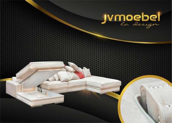 Luxury Textil Modern Desing Ecksofa in U-Form Wohnlandschaft Polsterecke Neu