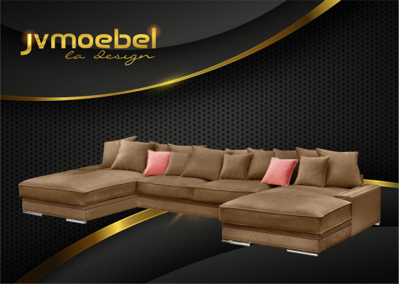 Luxury Textil Modern Desing Ecksofa in U-Form Wohnlandschaft Polsterecke Neu