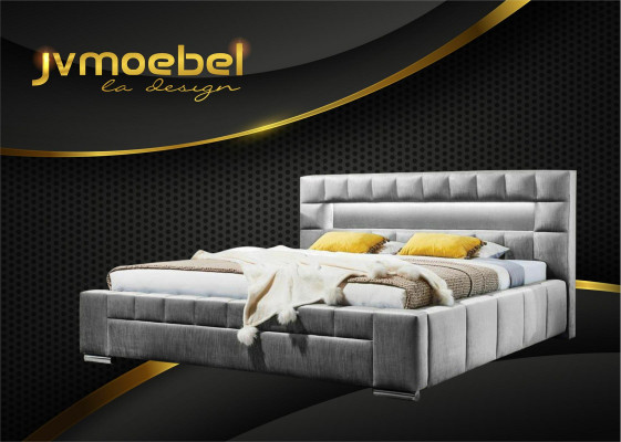 Bett inkl LED Beleuchtung Schlafzimmer Design Möbel Modern Betten Luxus Doppel