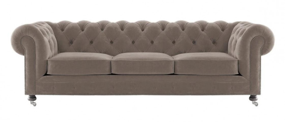 Luxus Gelb Chesterfield Samt Dreisitzer Polster Möbel Hotel Wohnzimmer Praxis