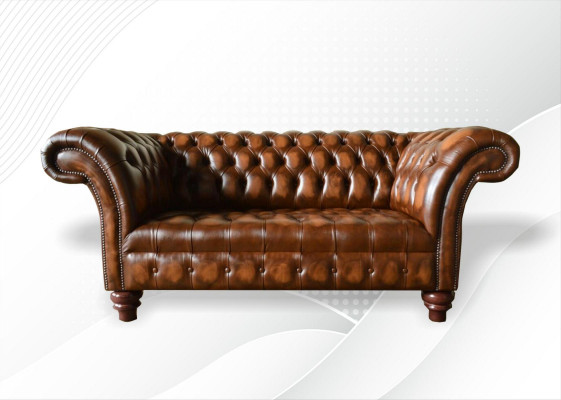 Design Chesterfield Sofa 2 Sitzer Braun Couch Polster Sofas Wohnzimmer Sofa Neu