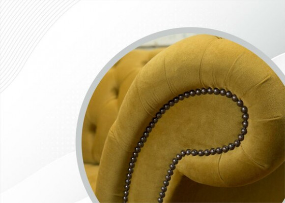 Chesterfield Design Luxus Polster Sofa Couch Sitz Garnitur Textil Gelb Neu
