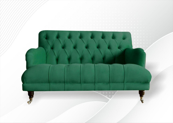 Chesterfield Sessel Couch Polster Sofa Couchen 1,5 Sitzer Einsitzer Grün Textil