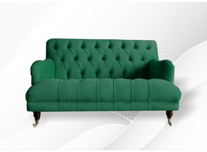 Chesterfield Sessel Couch Polster Sofa Couchen 1,5 Sitzer Einsitzer Grün Textil