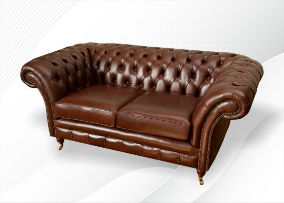 Chesterfield Sofa 2 Sitzer Polster Design Couchen Sofas Garnitur Original Braun