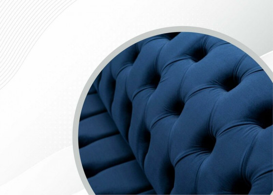 Design Sofa 4 er Couch Textil Polster Blau Klassische Sofas Chesterfield Neu