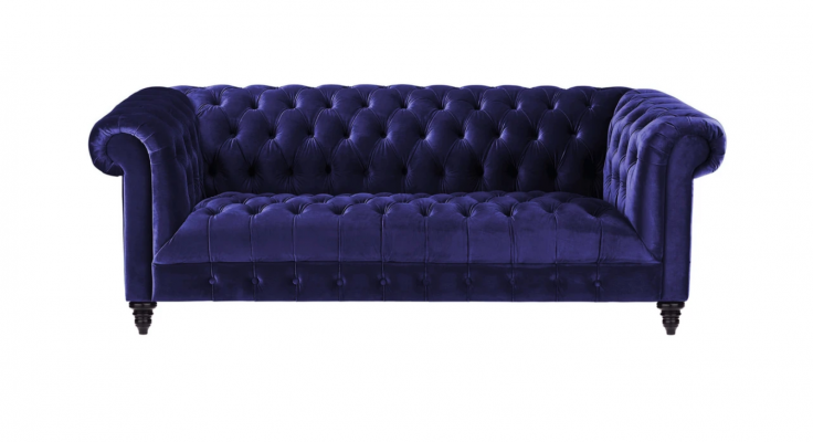 Chesterfield Lila Samt Couch Luxus Polster Möbel Sofa mit Knöpfen Dreisitzer