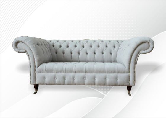 Chesterfield 2 Sitzer Wohnzimmer Couch Sofa Polster Textil Stoff Garnitur Neu