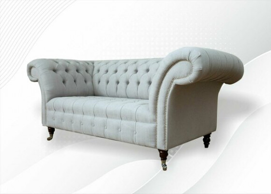 Chesterfield 2 Sitzer Wohnzimmer Couch Sofa Polster Textil Stoff Garnitur Neu