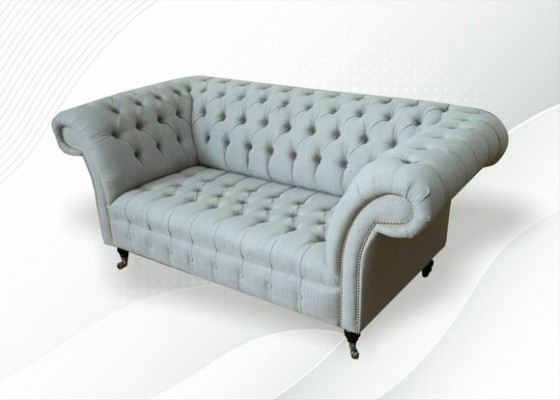 Chesterfield 2 Sitzer Wohnzimmer Couch Sofa Polster Textil Stoff Garnitur Neu