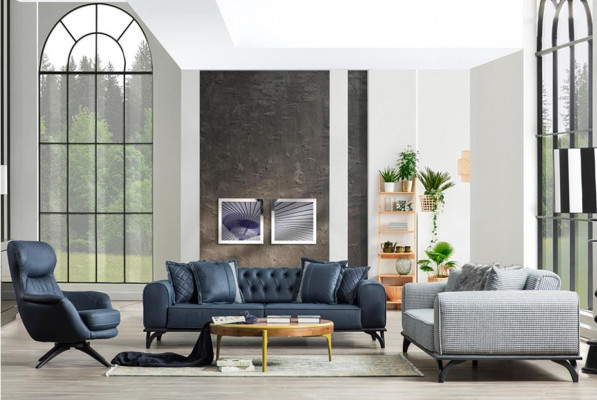 Dreisitzer Couch Sofa 227cm Sofa Couchen Polster Möbel Textil Stoff