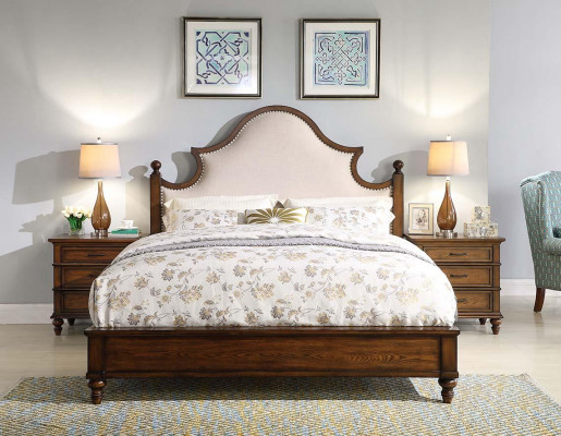 Bett 2x Nachttisch 3 tlg. Schlafzimmer Set Design Polster Möbel Luxus Betten Neu