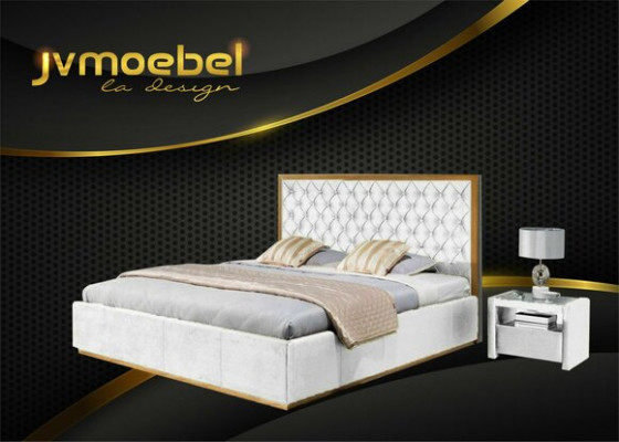 Luxus Bett Textil 2x Nachttisch 3tlg. Schlafzimmer Set Möbel Betten Bettgestell